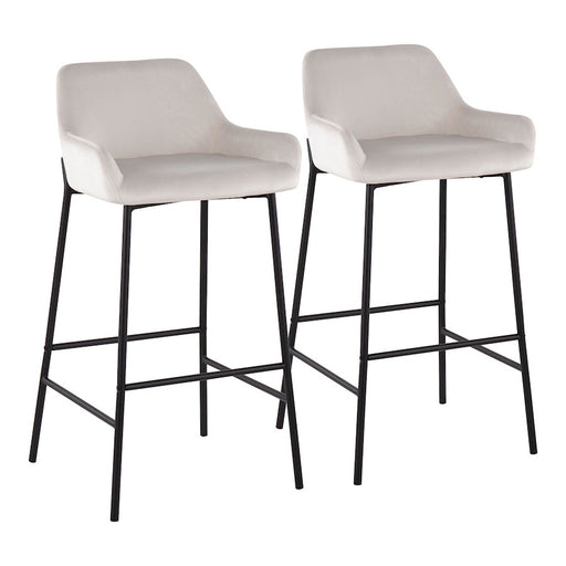 LumiSource Daniella Bar Stool, Set of 2, Black/White Velvet - B30-DNLA2BKVW2