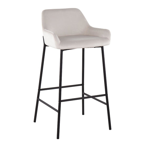 LumiSource Daniella Bar Stool, Set of 2, Black/White Velvet