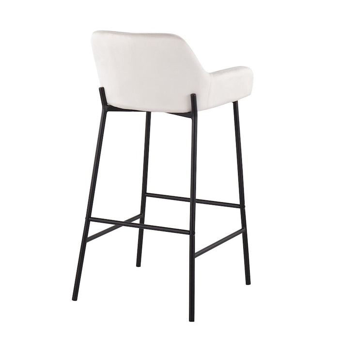 LumiSource Daniella Bar Stool, Set of 2, Black/White Velvet