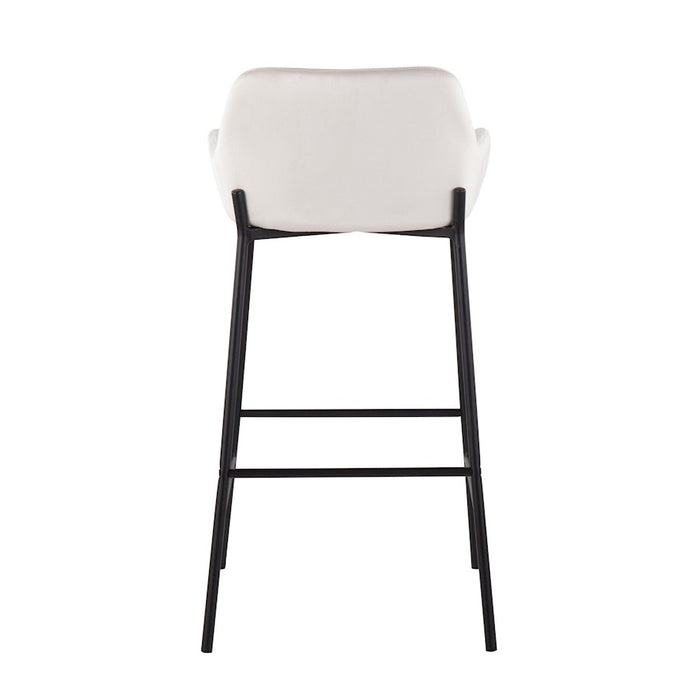 LumiSource Daniella Bar Stool, Set of 2, Black/White Velvet