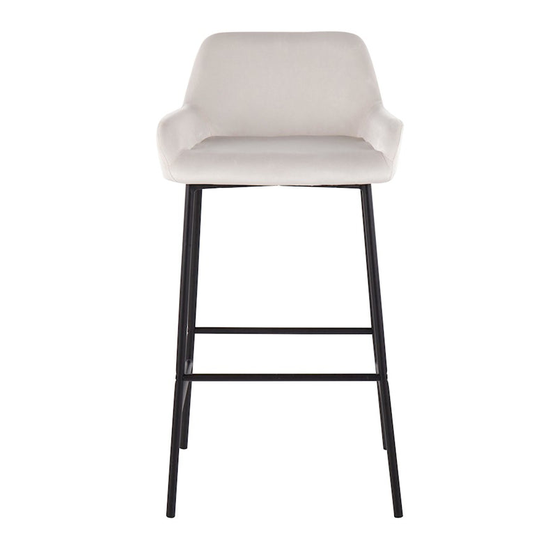 LumiSource Daniella Bar Stool, Set of 2, Black/White Velvet