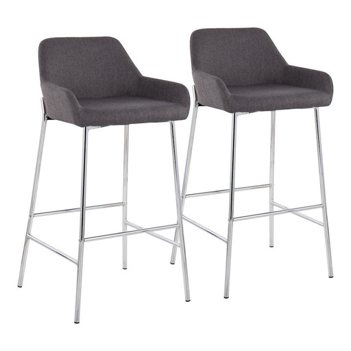 LumiSource Daniella Bar Stool, Set of 2, Chrome/Charcoal - B30-DNLA2CHRMCHAR2