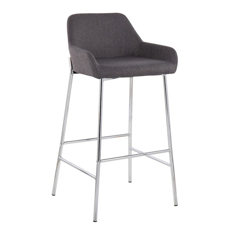 LumiSource Daniella Bar Stool, Set of 2, Chrome/Charcoal