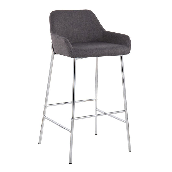 LumiSource Daniella Bar Stool, Set of 2, Chrome/Charcoal