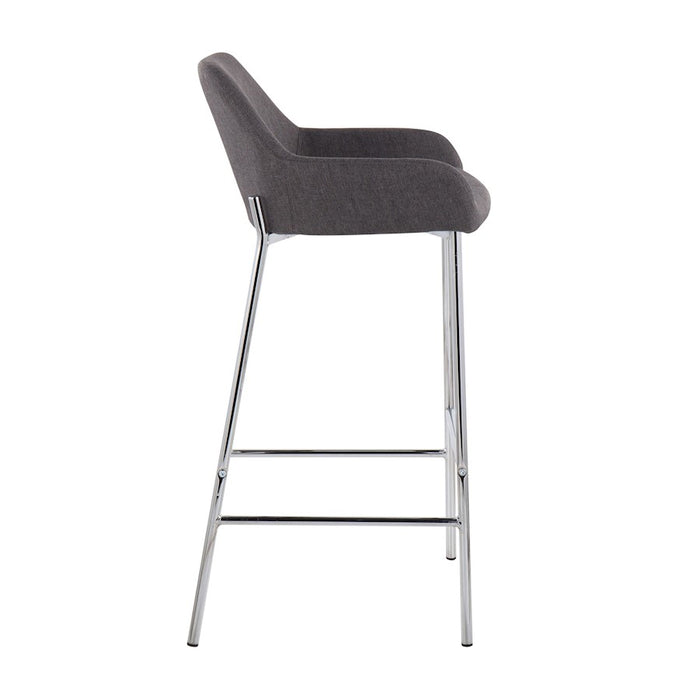 LumiSource Daniella Bar Stool, Set of 2, Chrome/Charcoal