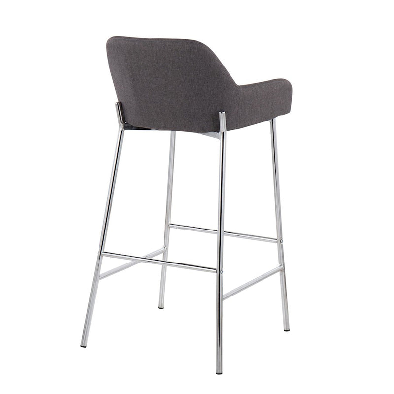 LumiSource Daniella Bar Stool, Set of 2, Chrome/Charcoal