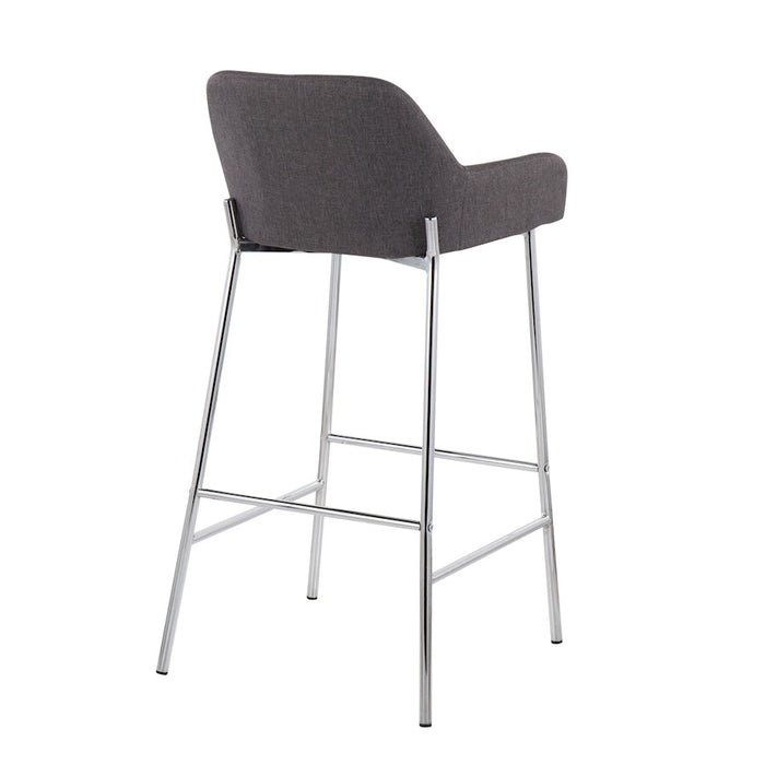LumiSource Daniella Bar Stool, Set of 2, Chrome/Charcoal