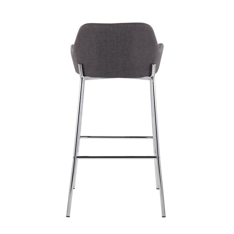LumiSource Daniella Bar Stool, Set of 2, Chrome/Charcoal