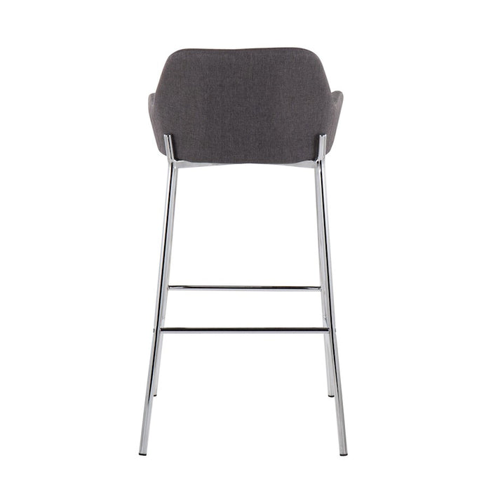 LumiSource Daniella Bar Stool, Set of 2, Chrome/Charcoal