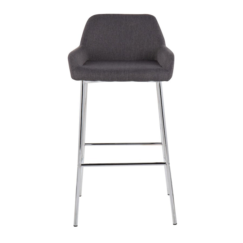 LumiSource Daniella Bar Stool, Set of 2, Chrome/Charcoal