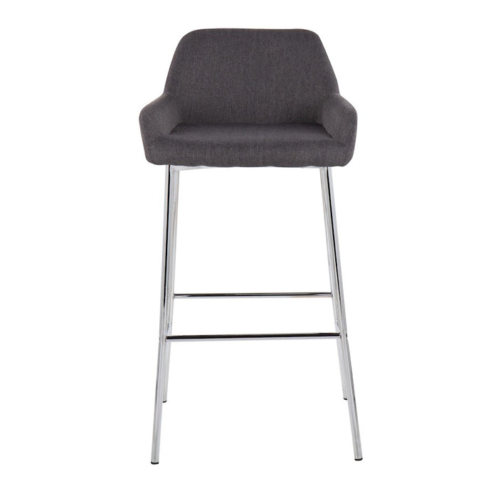 LumiSource Daniella Bar Stool, Set of 2, Chrome/Charcoal