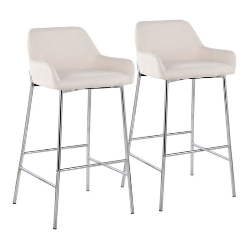 LumiSource Daniella Bar Stool, Set of 2, Chrome/Cream - B30-DNLA2CHRMCR2