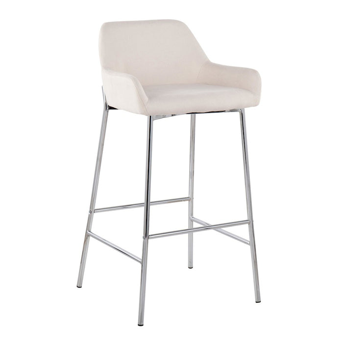 LumiSource Daniella Bar Stool, Set of 2, Chrome/Cream
