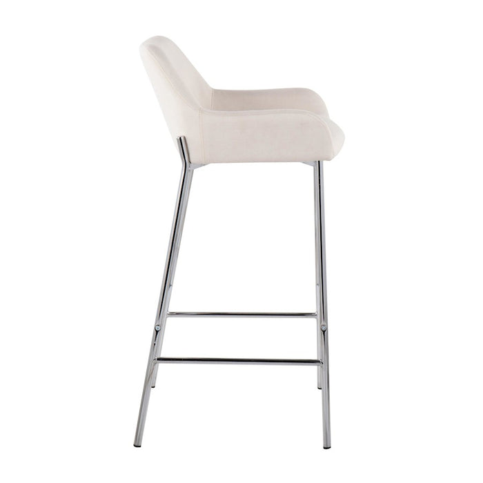 LumiSource Daniella Bar Stool, Set of 2, Chrome/Cream