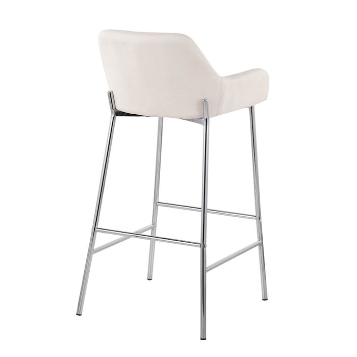 LumiSource Daniella Bar Stool, Set of 2, Chrome/Cream