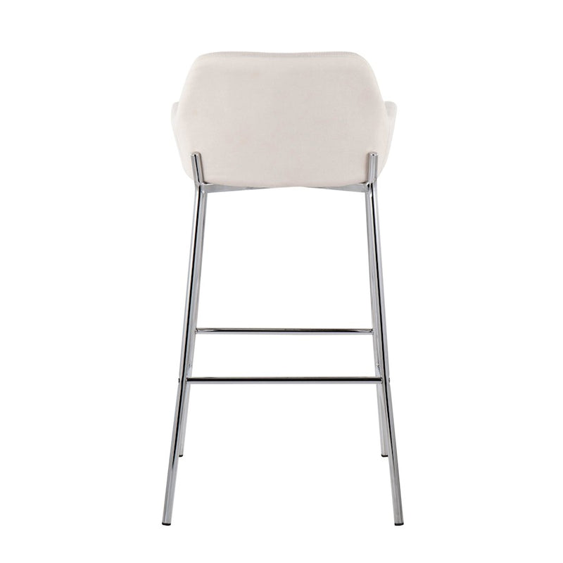 LumiSource Daniella Bar Stool, Set of 2, Chrome/Cream
