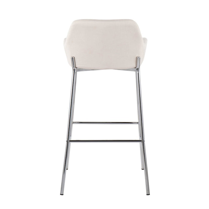 LumiSource Daniella Bar Stool, Set of 2, Chrome/Cream
