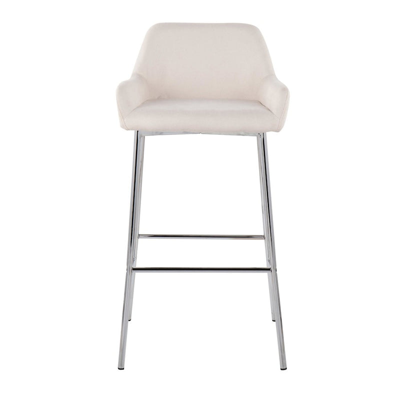 LumiSource Daniella Bar Stool, Set of 2, Chrome/Cream