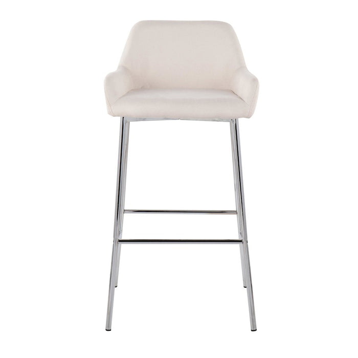 LumiSource Daniella Bar Stool, Set of 2, Chrome/Cream