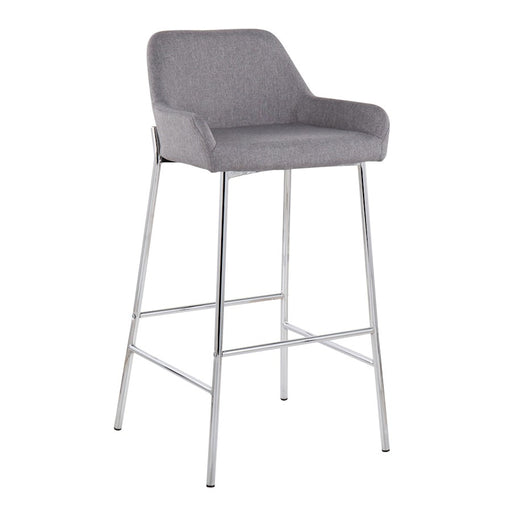 LumiSource Daniella Bar Stool, Set of 2, Chrome/Grey Fabric