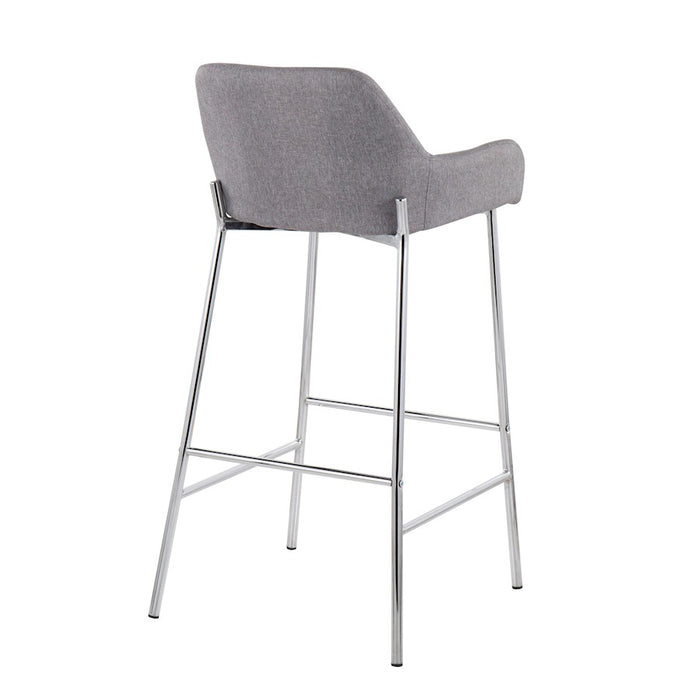 LumiSource Daniella Bar Stool, Set of 2, Chrome/Grey Fabric