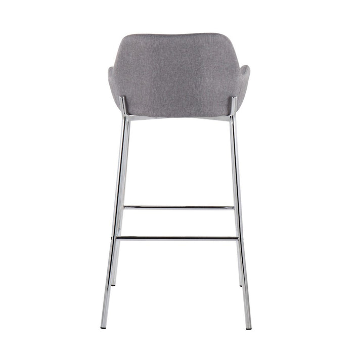 LumiSource Daniella Bar Stool, Set of 2, Chrome/Grey Fabric