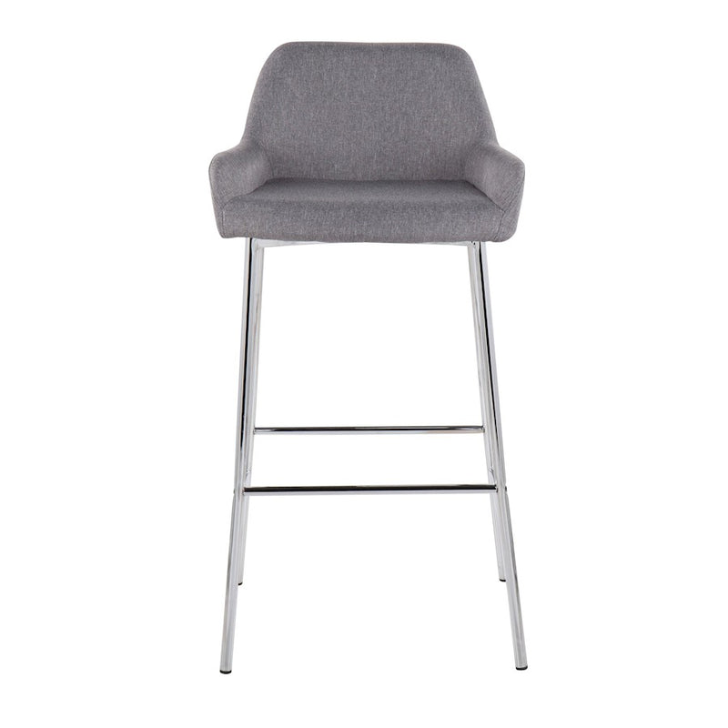 LumiSource Daniella Bar Stool, Set of 2, Chrome/Grey Fabric