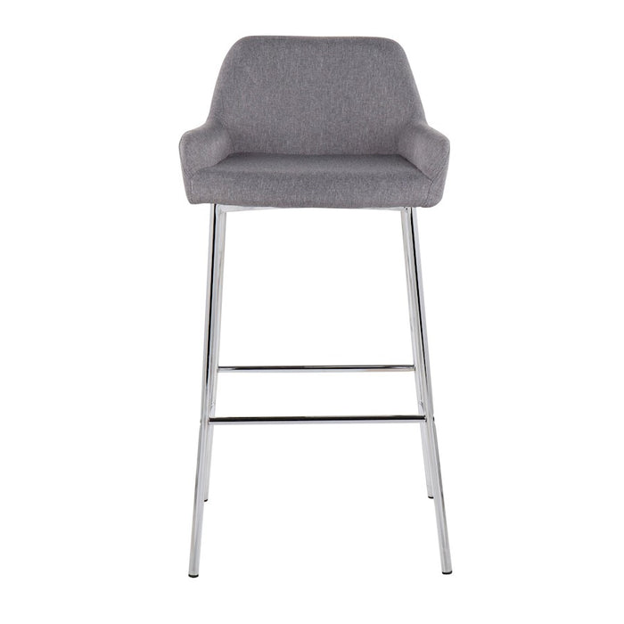 LumiSource Daniella Bar Stool, Set of 2, Chrome/Grey Fabric