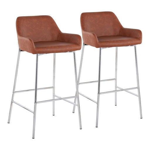 LumiSource Daniella Bar Stool, Set of 2, Chrome/Camel - B30-DNLA2CHRMPUCAM2
