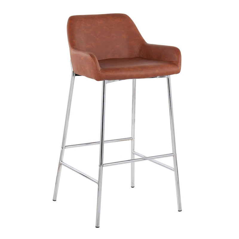 LumiSource Daniella Bar Stool, Set of 2, Chrome/Camel