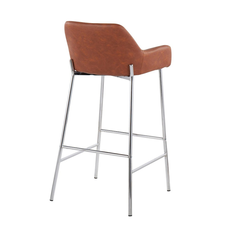 LumiSource Daniella Bar Stool, Set of 2, Chrome/Camel