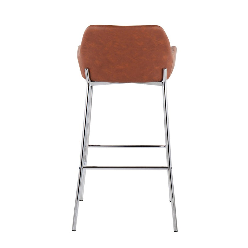 LumiSource Daniella Bar Stool, Set of 2, Chrome/Camel