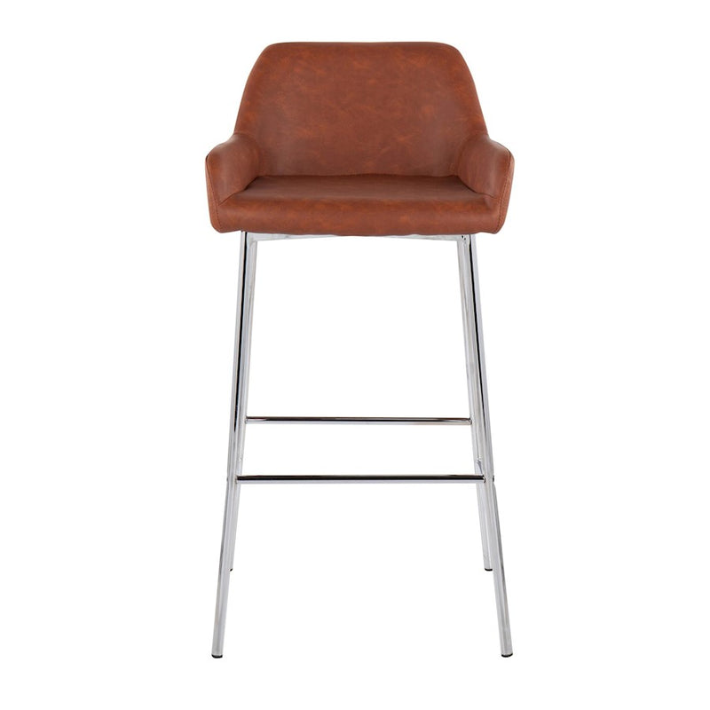 LumiSource Daniella Bar Stool, Set of 2, Chrome/Camel