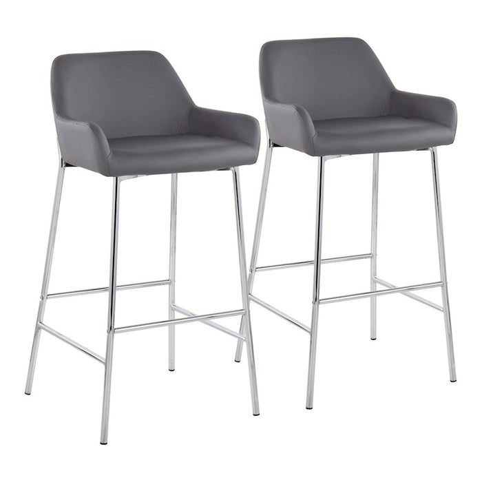 LumiSource Daniella Bar Stool, Set of 2, Chrome/Grey - B30-DNLA2CHRMPUGY2