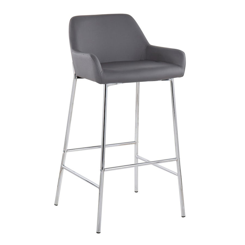 LumiSource Daniella Bar Stool, Set of 2, Chrome/Grey