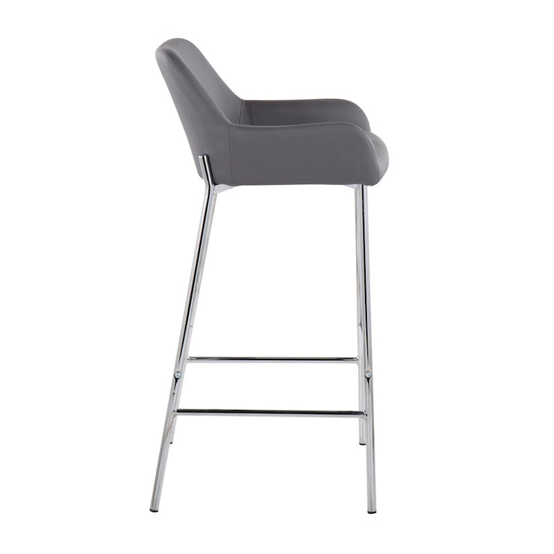 LumiSource Daniella Bar Stool, Set of 2, Chrome/Grey