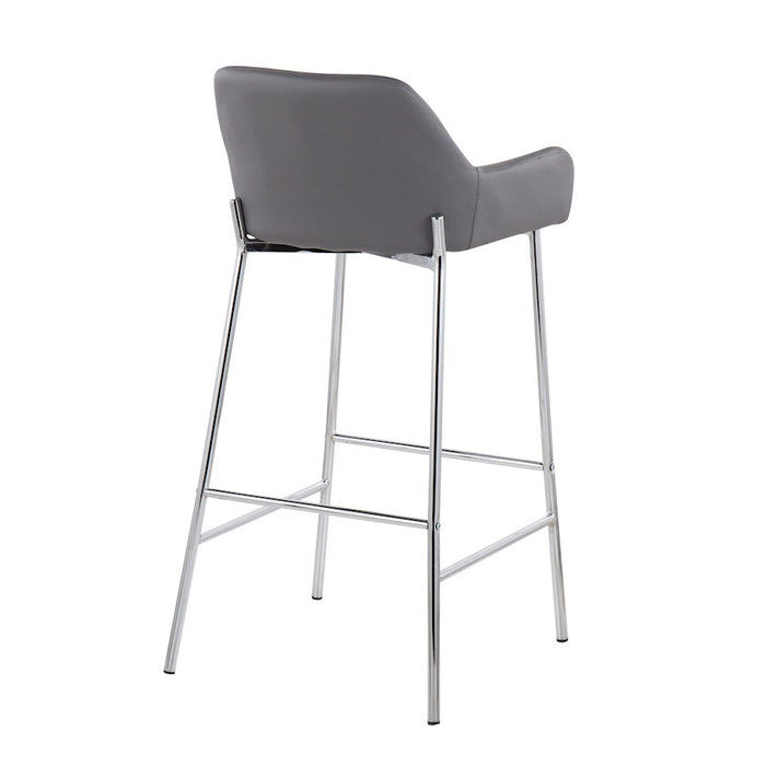 LumiSource Daniella Bar Stool, Set of 2, Chrome/Grey