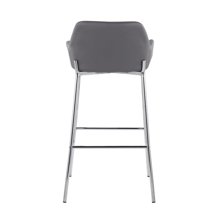 LumiSource Daniella Bar Stool, Set of 2, Chrome/Grey