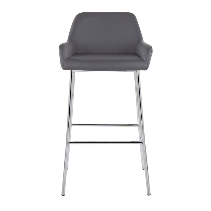 LumiSource Daniella Bar Stool, Set of 2, Chrome/Grey