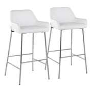 LumiSource Daniella Bar Stool, Set of 2, Chrome/White - B30-DNLA2CHRMPUW2