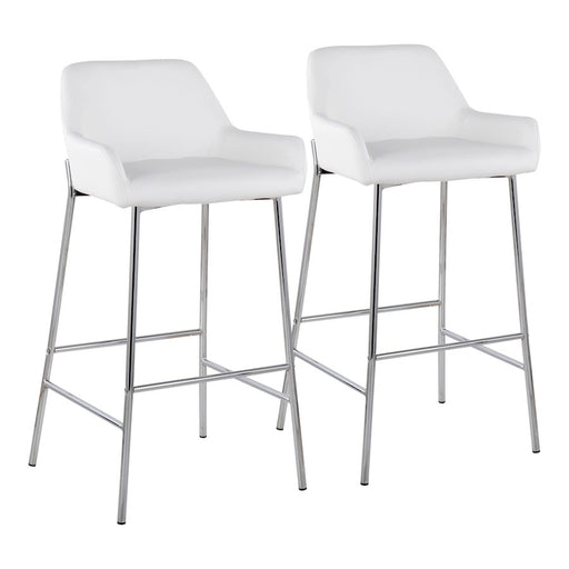 LumiSource Daniella Bar Stool, Set of 2, Chrome/White - B30-DNLA2CHRMPUW2