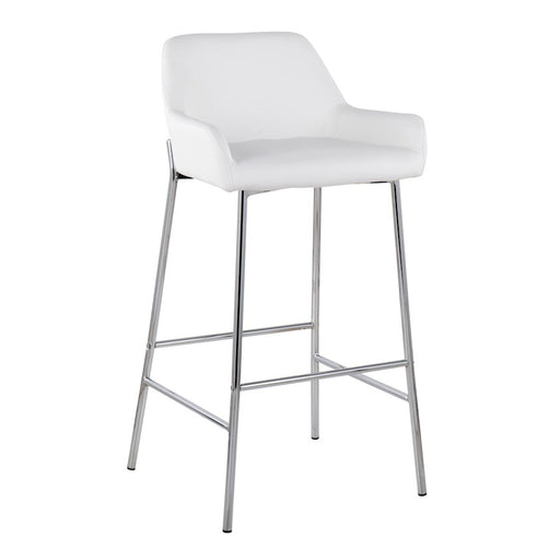 LumiSource Daniella Bar Stool, Set of 2, Chrome/White