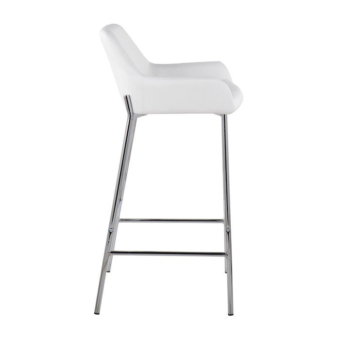 LumiSource Daniella Bar Stool, Set of 2, Chrome/White