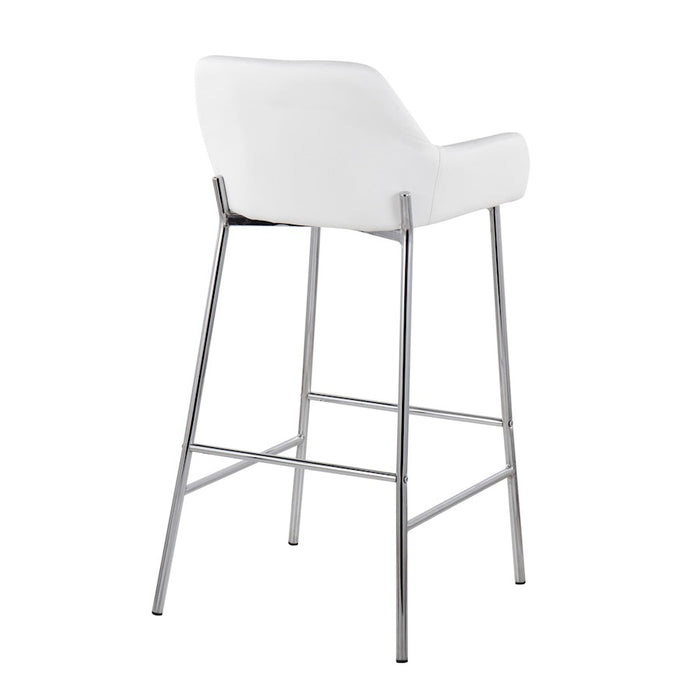 LumiSource Daniella Bar Stool, Set of 2, Chrome/White