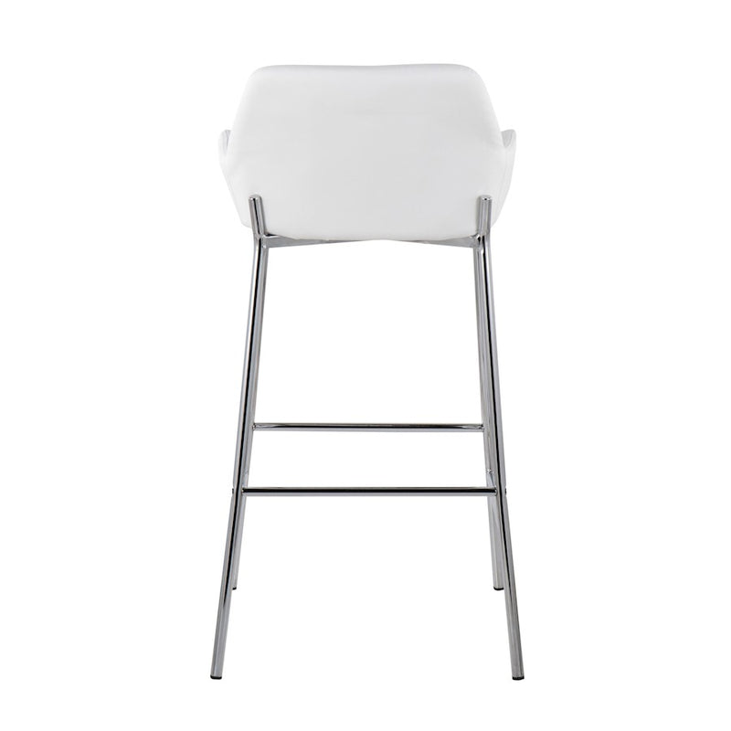 LumiSource Daniella Bar Stool, Set of 2, Chrome/White