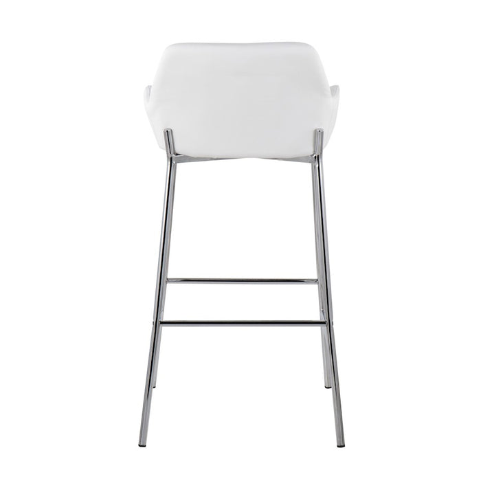 LumiSource Daniella Bar Stool, Set of 2, Chrome/White