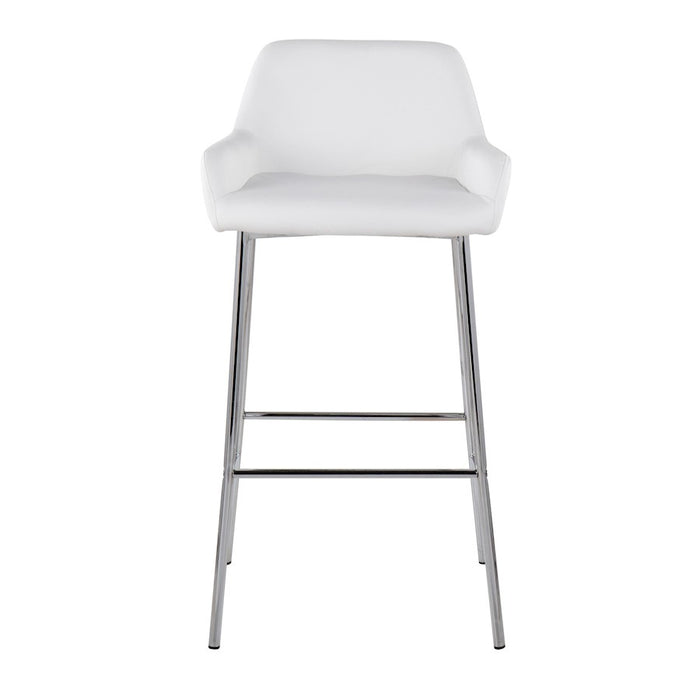 LumiSource Daniella Bar Stool, Set of 2, Chrome/White