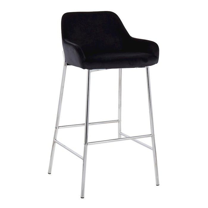 LumiSource Daniella Bar Stool, Set of 2, Chrome/Black Velvet