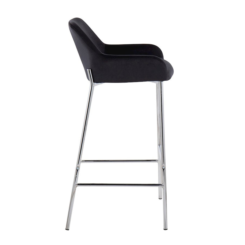 LumiSource Daniella Bar Stool, Set of 2, Chrome/Black Velvet