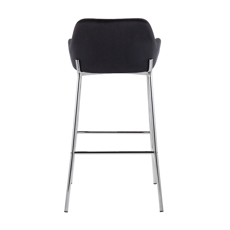 LumiSource Daniella Bar Stool, Set of 2, Chrome/Black Velvet